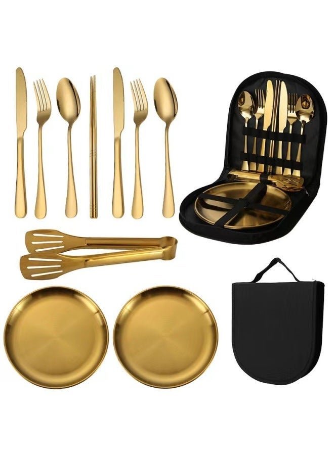 Outdoor Portable Stainless Steel Cutlery Knife, Fork And Spoon 10 Piece Set 20 Piece Set Travel Picnic Knife, Fork And Spoon